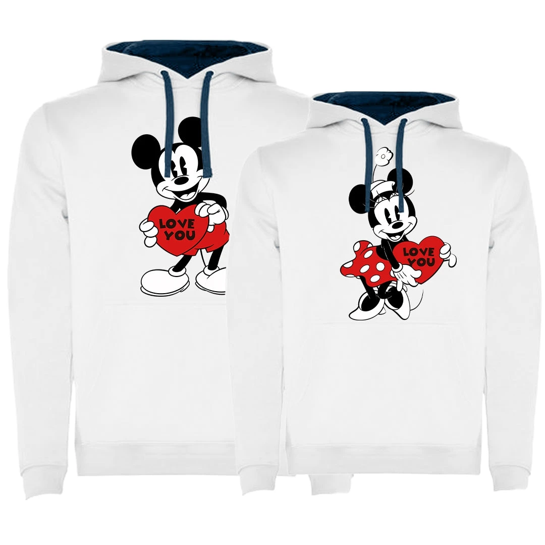 Sudadera Premium Mickey & Minnie Love You Heart Bicolor 2 Sudadera Premium Mickey & Minnie Love You Heart Bicolor - Imagen 2