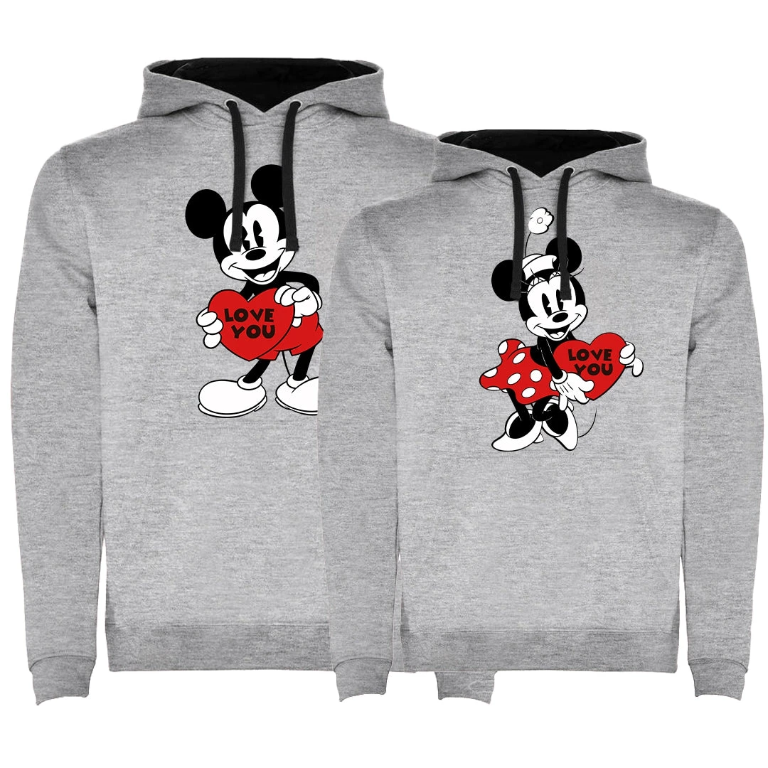 Sudadera Premium Mickey & Minnie Love You Heart Bicolor 3 Sudadera Premium Mickey & Minnie Love You Heart Bicolor - Imagen 3