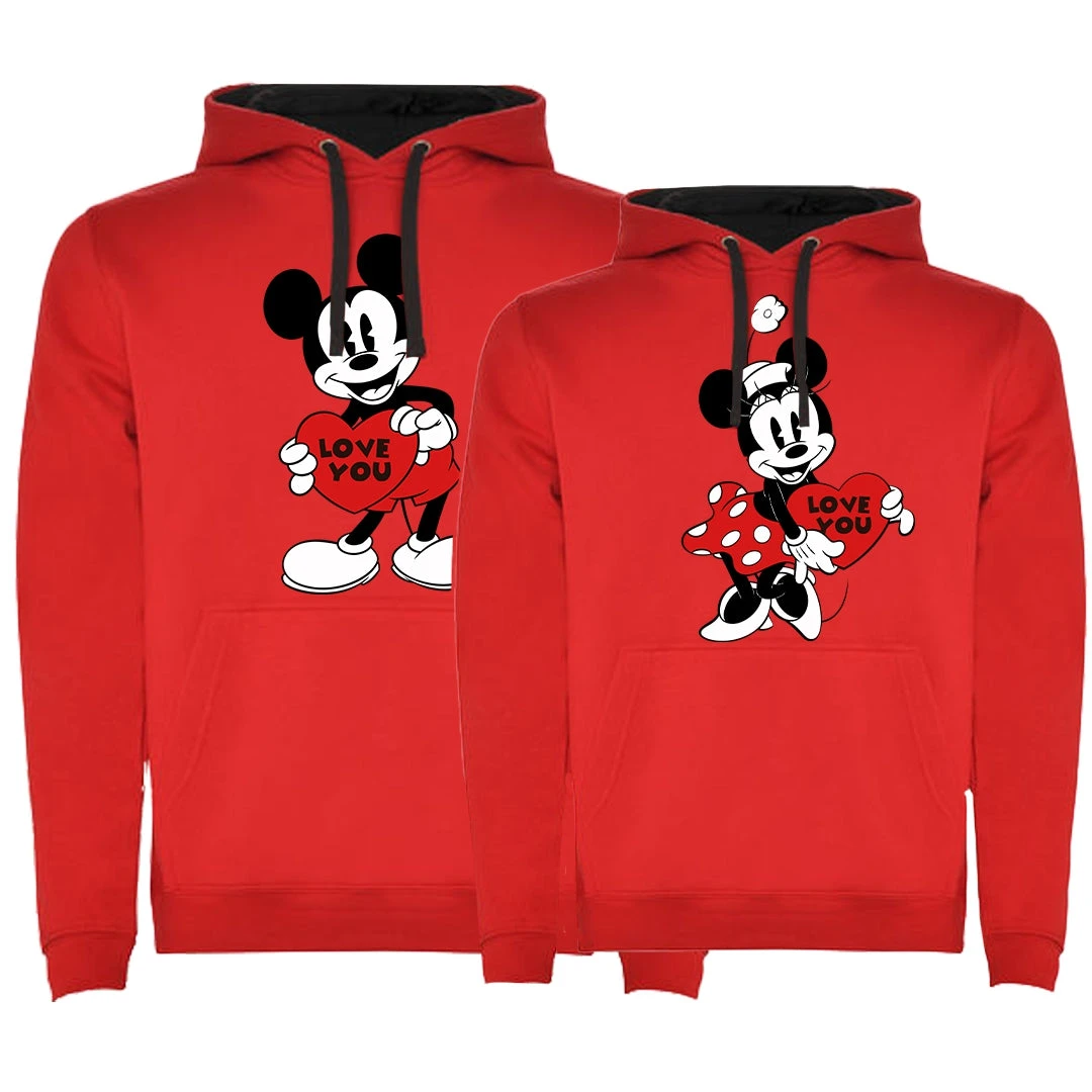Sudadera Premium Mickey & Minnie Love You Heart Bicolor 4 Sudadera Premium Mickey & Minnie Love You Heart Bicolor - Imagen 4