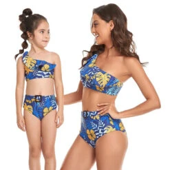 Bikini Hojas Azul Detalle Cinturón