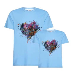 Camiseta Corazón Degradado -Roly Camiseta Corazon degradado celeste