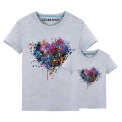 Camiseta Corazón Degradado -Roly Camiseta Corazon degradado gris