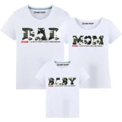 Camiseta Dad Mom & Baby Militar