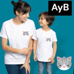 Camiseta Grey Cute Cat Mini