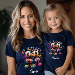 Camiseta Mickey-Minnie Graffiti Personalizada -Roly Camiseta Mickey Minnie Graffiti Personalizada azul marino
