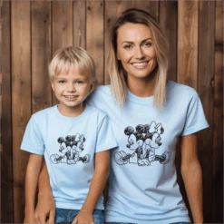 Camiseta Mickey-Minnie Lápiz Espalda 12 Camiseta Mickey-Minnie Lápiz Espalda -Roly Camiseta Mickey Minnie Lapiz Espalda celeste