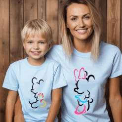 Camiseta Mickey-Minnie Silueta 17 Camiseta Mickey-Minnie Silueta -Roly Camiseta Mickey Minnie Silueta celeste