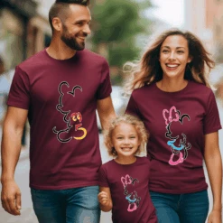 Camiseta Mickey-Minnie Silueta 12 Camiseta Mickey-Minnie Silueta -Roly Camiseta Mickey Minnie Silueta granate