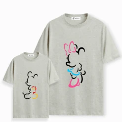 Camiseta Mickey-Minnie Silueta 13 Camiseta Mickey-Minnie Silueta -Roly Camiseta Mickey Minnie Silueta gris