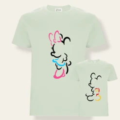 Camiseta Mickey-Minnie Silueta 16 Camiseta Mickey-Minnie Silueta -Roly Camiseta Mickey Minnie Silueta verde menta