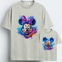 Camiseta Mickey-Minnie Splash -Roly Camiseta Mickey Minnie Splash Gris