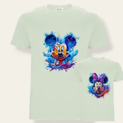 Camiseta Mickey-Minnie Splash -Roly Camiseta Mickey Minnie Splash verde menta