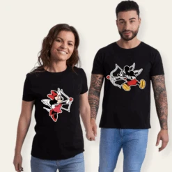 Roly -Roly Camiseta Mickey Minnie Flechazo negra