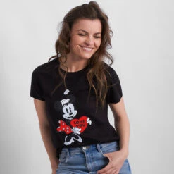 Camiseta Mickey & Minnie Love You Heart -Roly Camiseta Mickey Minnie Love you heart negra 3
