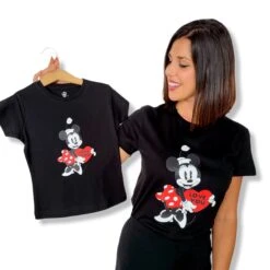 Camiseta Mickey & Minnie Love You Heart -Roly Camiseta Mickey Minnie Love you heart negra 4