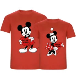Camiseta Mickey & Minnie Love You Heart -Roly Camiseta Mickey Minnie Love you heart roja
