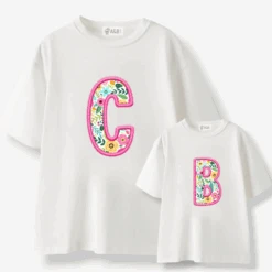 Camiseta Personalizada Inicial Flores Rosas -Roly Camiseta Personalizada Inicial Flores Rosas blanca 4