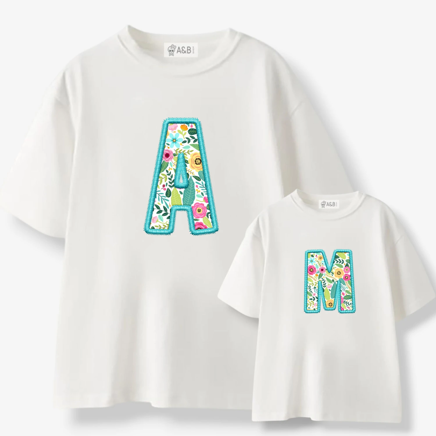 Camiseta Personalizada Inicial Flores 1 Camiseta Personalizada Inicial Flores