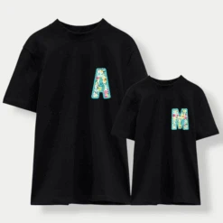 Camiseta Personalizada Inicial Flores 15 Camiseta Personalizada Inicial Flores -Roly Camiseta Personalizada Inicial Flores negra 2