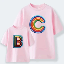 Camiseta Personalizada Inicial Neón -Roly Camiseta Personalizada Inicial Neon rosa