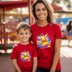 Camiseta Pikachu Hello -Roly Camiseta Pikachu Hello roja