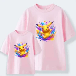 Camiseta Pikachu Hello -Roly Camiseta Pikachu Hello rosa