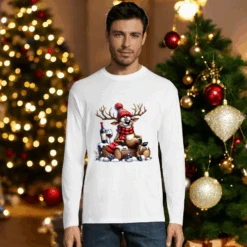 Camiseta Reno Vinito Manga Larga 5 Camiseta Reno Vinito Manga Larga -Roly Camiseta Reno vinito manga larga blanca