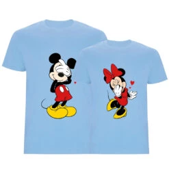 Camiseta Shy Mickey & Minnie Hearts -Roly Camiseta Shy Mickey Minnie hearts Celeste