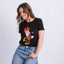 Camiseta Shy Mickey & Minnie Hearts -Roly Camiseta Shy Mickey Minnie hearts Negro 3