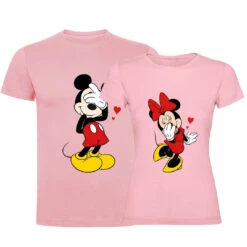 Camiseta Shy Mickey & Minnie Hearts -Roly Camiseta Shy Mickey Minnie hearts Rosa