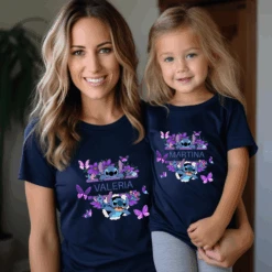 Camiseta Stitch Mariposas Personalizada -Roly Camiseta Stitch Mariposas Personalizada azul marino