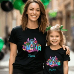 Camiseta Stitch Ohana Personalizada -Roly Camiseta Stitch Ohana Personalizada negra