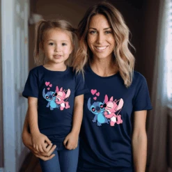 Camiseta Stitch Y Ángel -Roly Camiseta Stitch y Angel azul marino