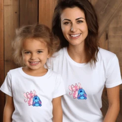 Camiseta Stitch Y Angel Cariño Mini