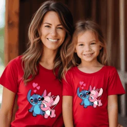 Camiseta Stitch Y Ángel -Roly Camiseta Stitch y Angel roja