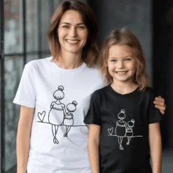 Camiseta Mami Y Niña Love -Roly Camiseta mami y nina love blanca negra