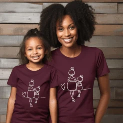 Camiseta Mami Y Niña Love -Roly Camiseta mami y nina love granate