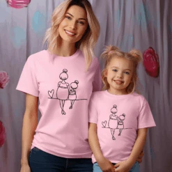 Camiseta Mami Y Niña Love -Roly Camiseta mami y nina love rosa