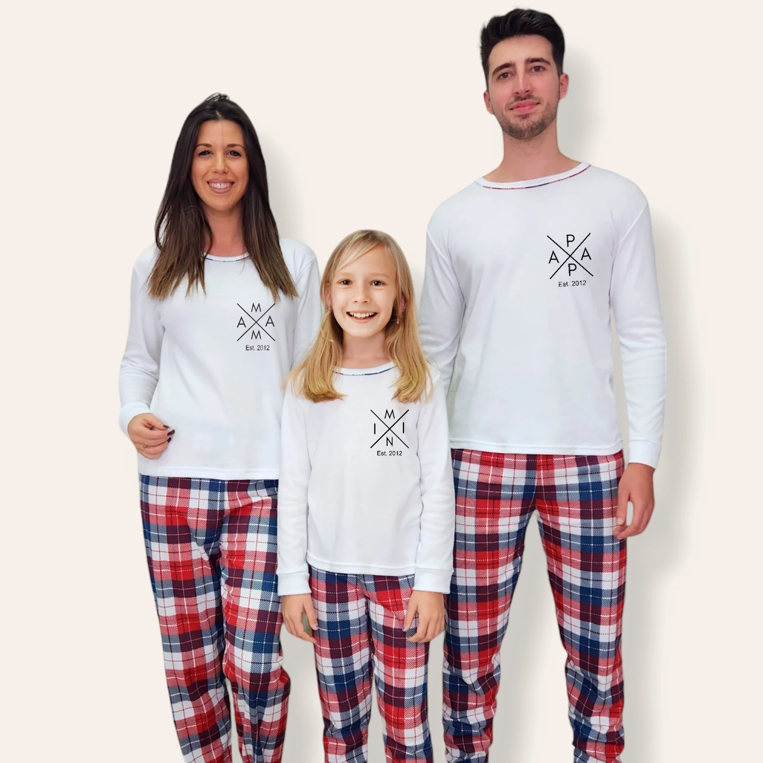 Pijama Familia Camiseta Blanca Mama-Papa X Mini 1 Pijama Familia Camiseta Blanca Mama-Papa X Mini