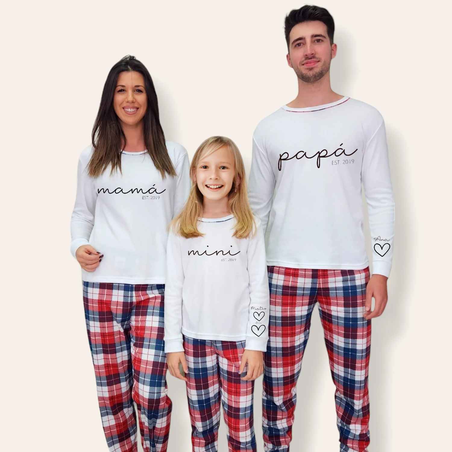 Pijama Familia Camiseta Blanca Papá-Mamá Mini Cuore 1 Pijama Familia Camiseta Blanca Papá-Mamá Mini Cuore