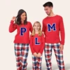 Pijama Personalizable Camiseta Roja Para Toda La Familia