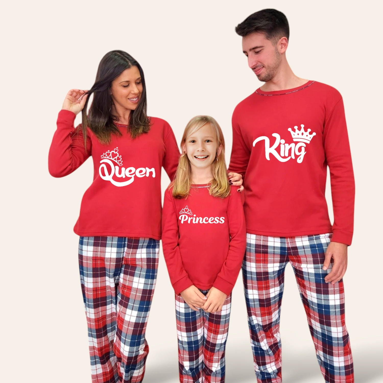 Pijama Familia Camiseta Roja Corona King-Queen-Prince-Princess 1 Pijama Familia Camiseta Roja Corona King-Queen-Prince-Princess