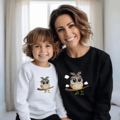 Sudadera Búho Nubes -Roly Sudadera Buho Nubes blanca negra