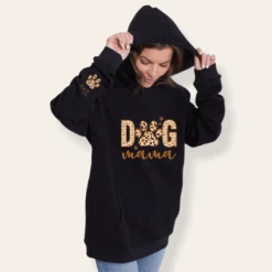 Sudadera Capucha Dog Mama Animal Print -Roly Sudadera Capucha Dog Mama Animal Print negra