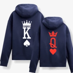 Sudadera Capucha King Queen Parejas -Roly Sudadera Capucha King Queen Parejas azul marino