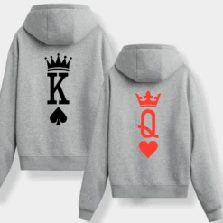 Sudadera Capucha King Queen Parejas -Roly Sudadera Capucha King Queen Parejas gris