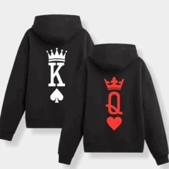 Sudadera Capucha King Queen Parejas -Roly Sudadera Capucha King Queen Parejas negra 2