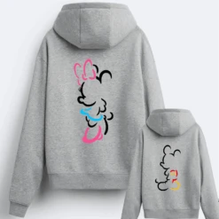 Sudadera Capucha Mickey-Minnie Silueta -Roly Sudadera Capucha Mickey Minnie Silueta gris