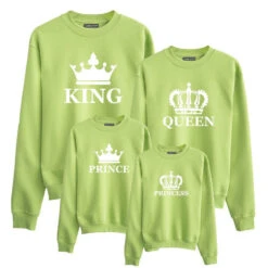 Sudadera Crown King-Queen-Prince-Princess -Roly Sudadera Crown King Queen Prince Princess Verde Brillante