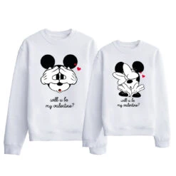 Sudadera Mickey & Minnie Will U Be My Valentine -Roly Sudadera Mickey Minnie will u be my valentine Blanco
